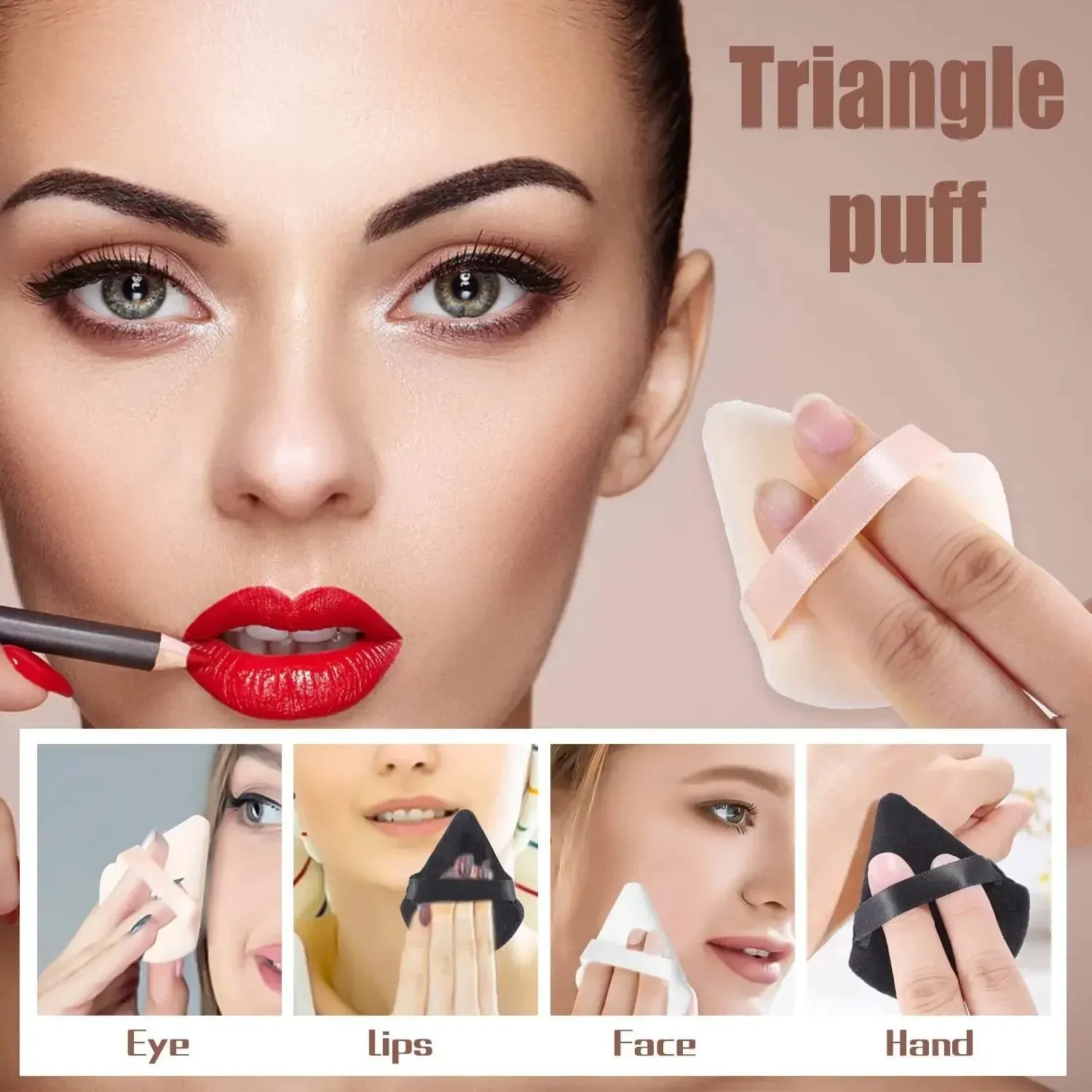 1/3/6Pcs Triangle Velvet Powder Puff Sponges for Flawless Makeup