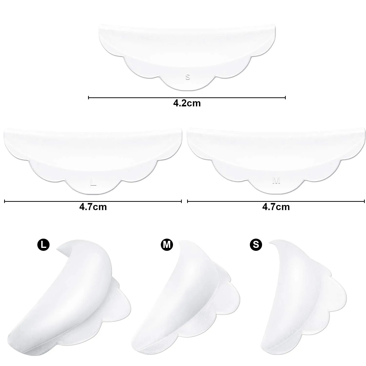 24 Pieces Silicone Eyelash Shield Pads with S/M/L Size, Lash Lift Rods Makeup Beauty Tool Makeup Utensil Reusable Lash Lifting Shield Pads Supplies