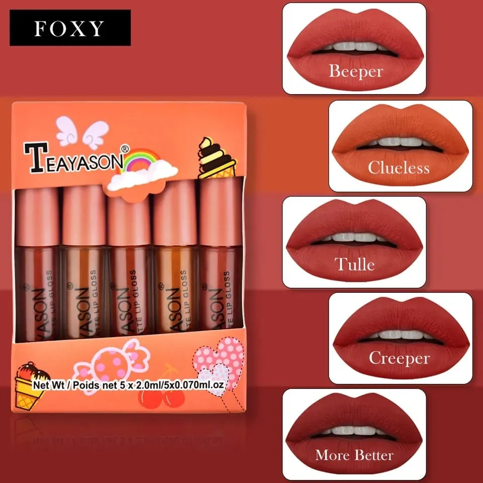 5pcs/set Waterproof Lipstick Sexy Vampire Lip Stick Matte Velvet Lipstick Lips Makeup Cosmetics Labiales Matte