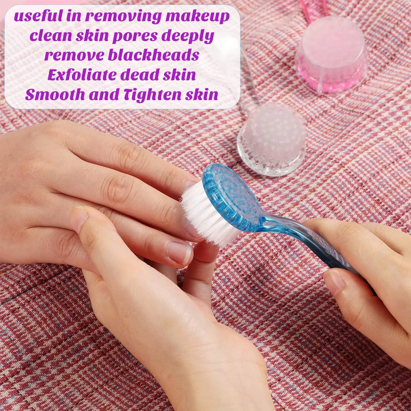 6 Pieces Facial Cleansing Brush Soft Bristle Facial Brush Scrub Exfoliating Facial Brush with Acrylic Handle, Face Wash Scrub Exfoliator Brush for Face Care Makeup Skincare Removal