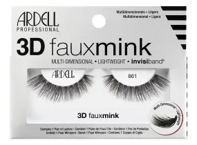 Ardell False Eyelashes 3D Faux Mink Lashes, 861 - Lightweight Reusable Strip Lashes with Invisiband, Ultra-Fluffy Volume for a Bold and Dramatic Look, 4 Pairs