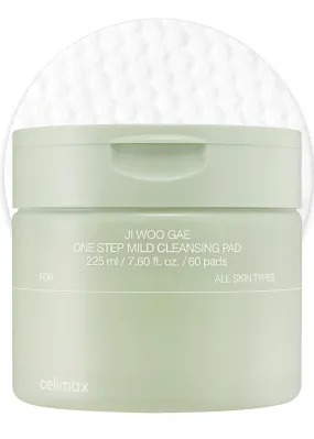 celimax Ji.Woo.Gae One Step Mild Cleansing Pad (60pads) | Easy One-step Makeup Remover, Cleansing Water Pads, Big Size, Face Wash Cleanser, Hydrating, Soothing, Moisturizing, Korean Daily Skincare