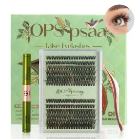 DIY Individual Lashes Clusters Kit,240pcs Lash Clusters Eyelash Extension Kit with Cluster Lash Glue and Lash Tweezer D Curl Lash Extension Kit False Eyelash Cluster Kit At Home(30D40D, 0.07D, 9-16mm)