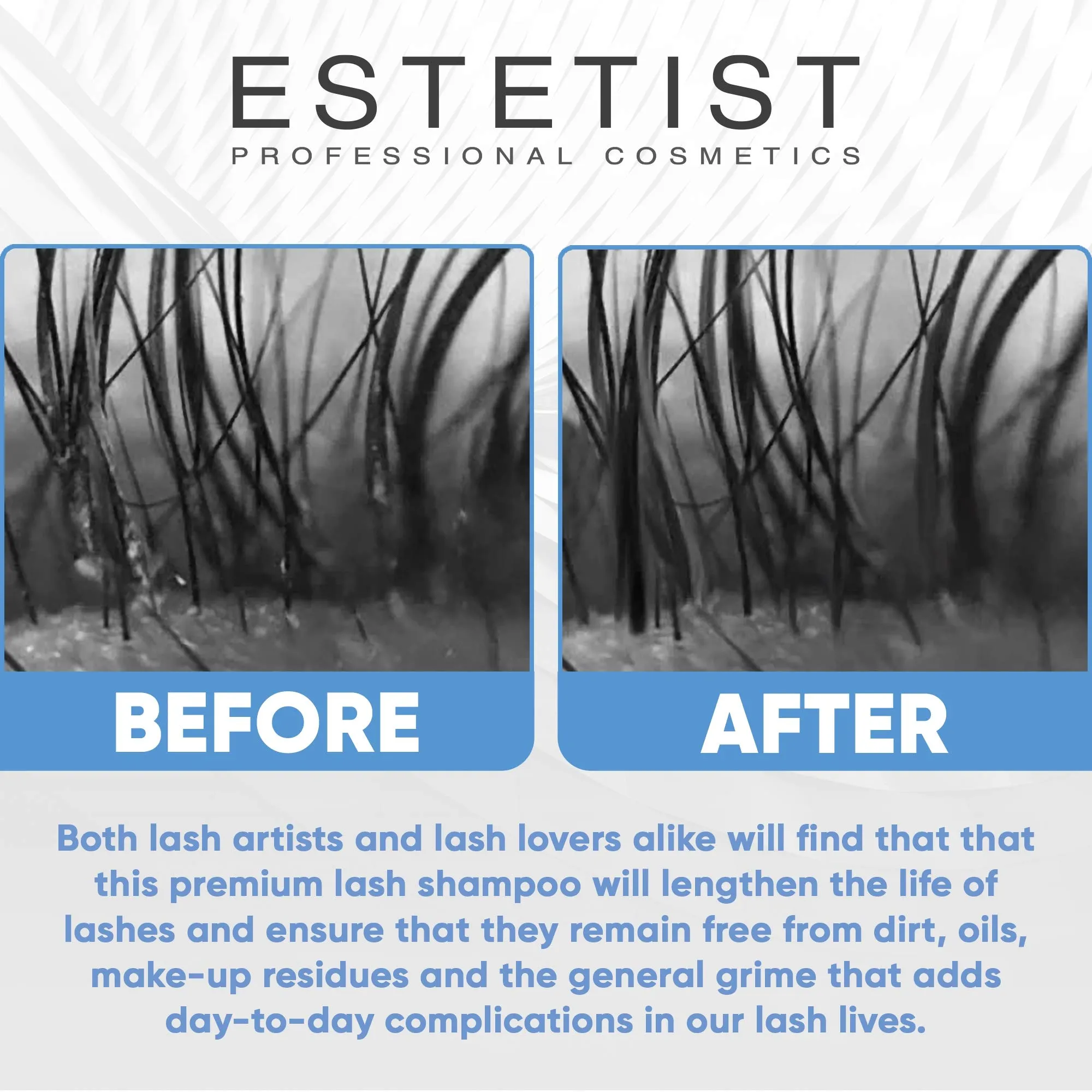 ESTETIST Eyelash Extension Shampoo & Brush - Gentle Aftercare Foaming Lash Cleanser Kit & Makeup Remover - For Home & Salon Use