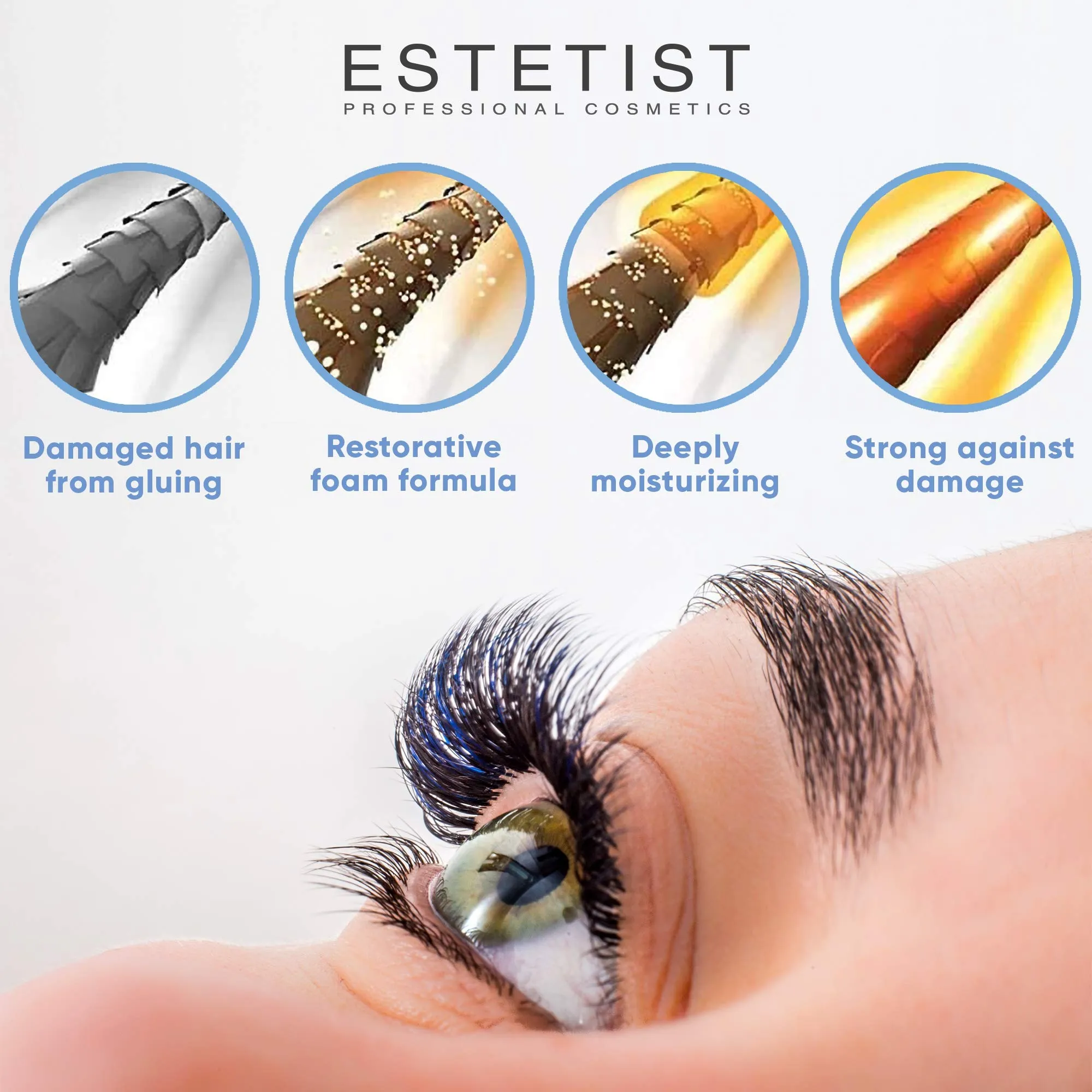 ESTETIST Eyelash Extension Shampoo & Brush - Gentle Aftercare Foaming Lash Cleanser Kit & Makeup Remover - For Home & Salon Use