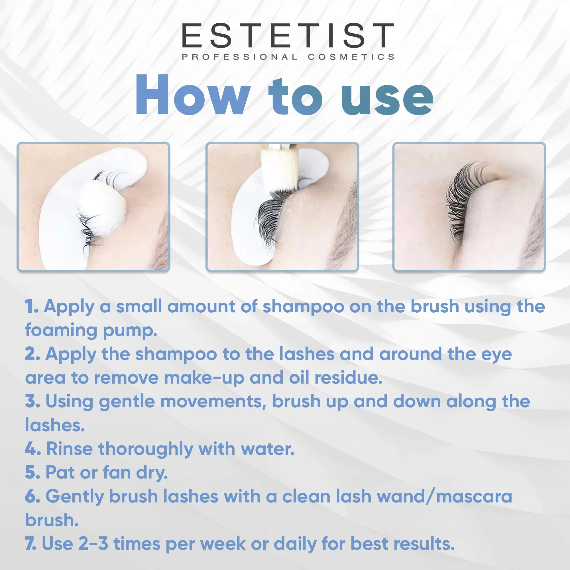ESTETIST Eyelash Extension Shampoo & Brush - Gentle Aftercare Foaming Lash Cleanser Kit & Makeup Remover - For Home & Salon Use