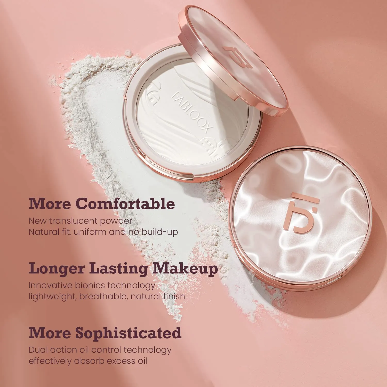 FABLOOX Soft Focus Pressed Powder, Talc-Free Translucent Setting Powder & Finishing Powder, Oil Control Blurs Fine Lines and Pores, Brightens Skin, Waterproof, Long-Lasting Matte Finish, Natural