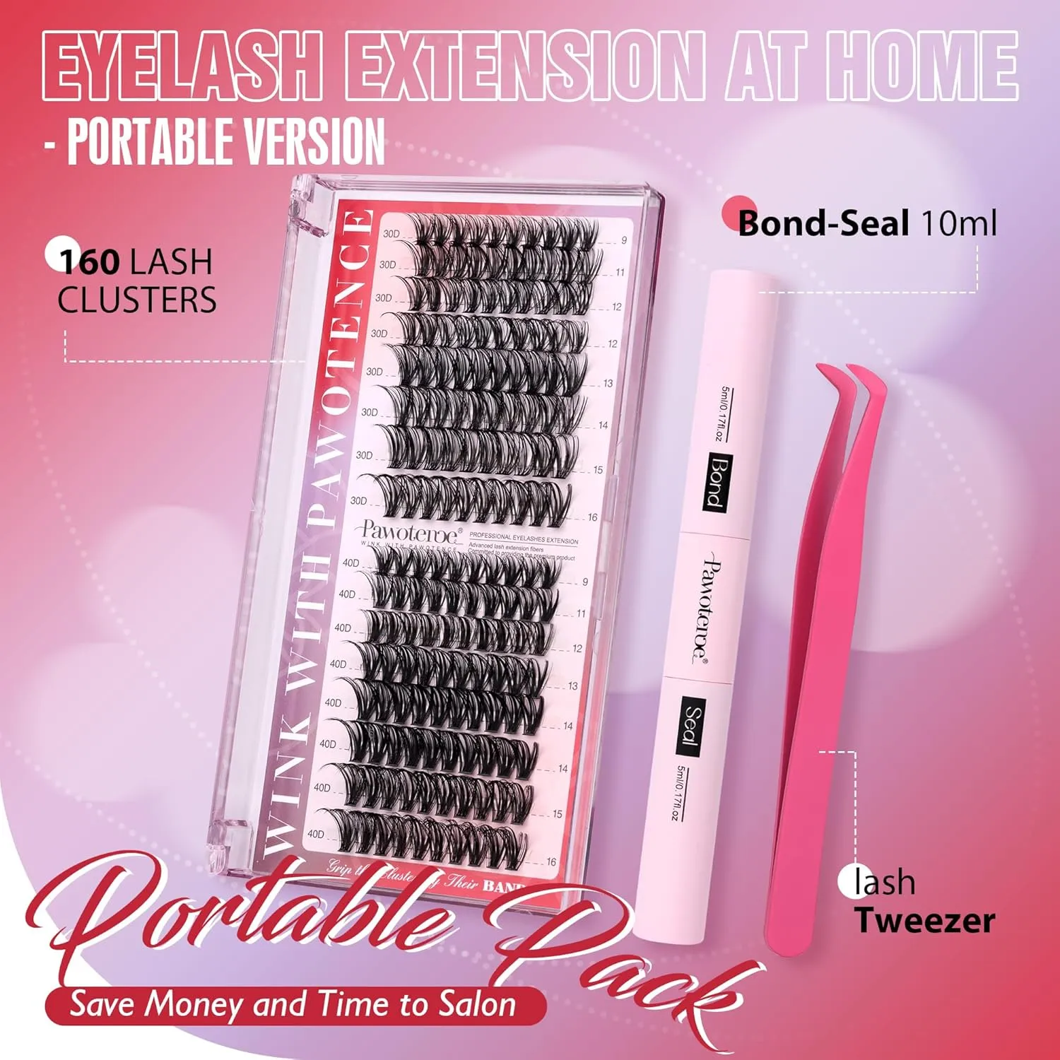 Lash Extension Kit: Individual Lash Clusters (9-16mm, 30D & 40D)