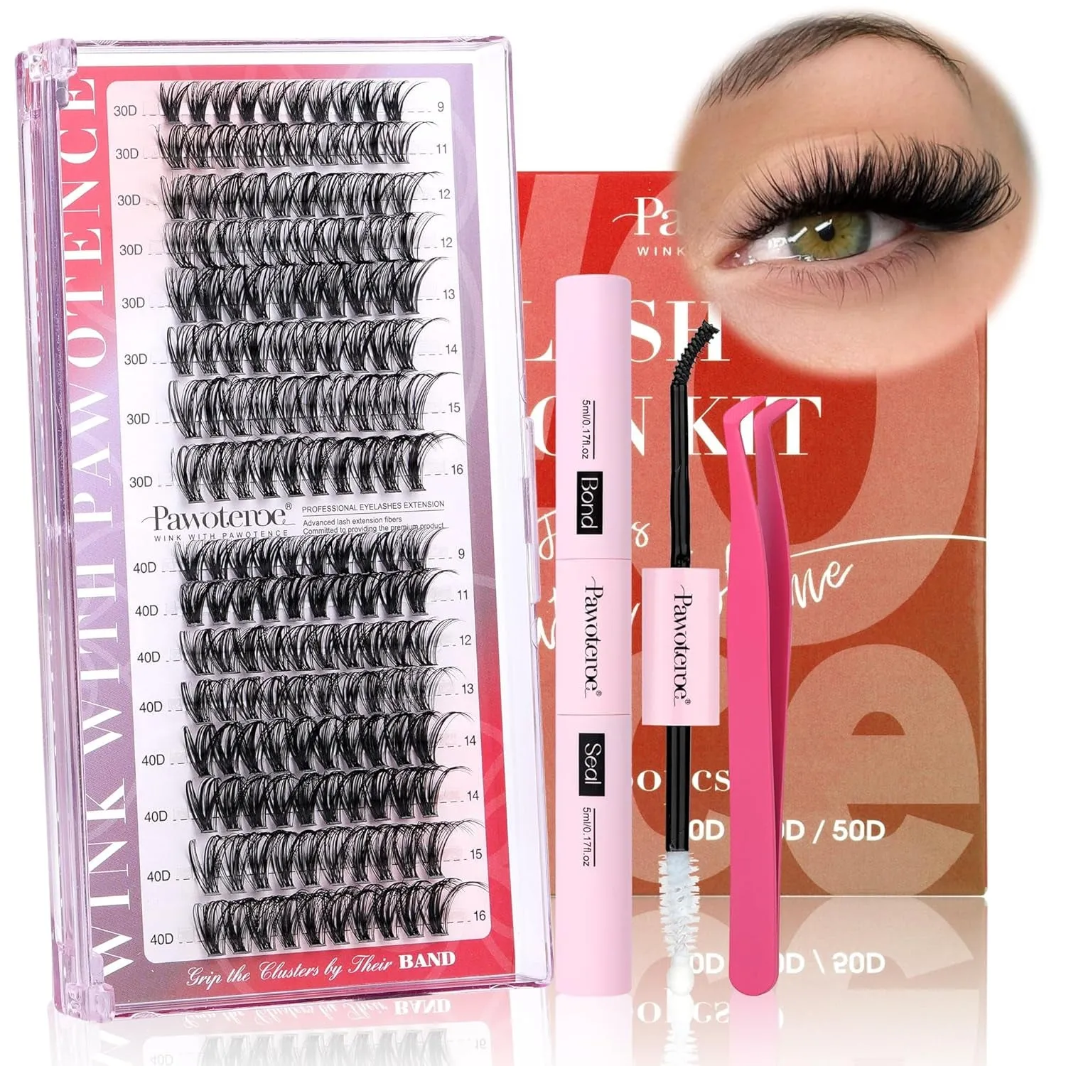 Lash Extension Kit: Individual Lash Clusters (9-16mm, 30D & 40D)