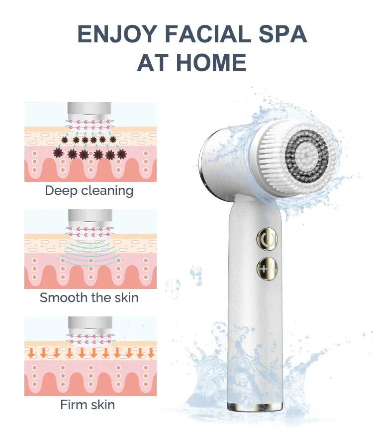 Rotating Waterproof Facial Cleansing Spin Roller Sonic Massager Cleaner Brush Silicone Electric Face Brush Cleanser