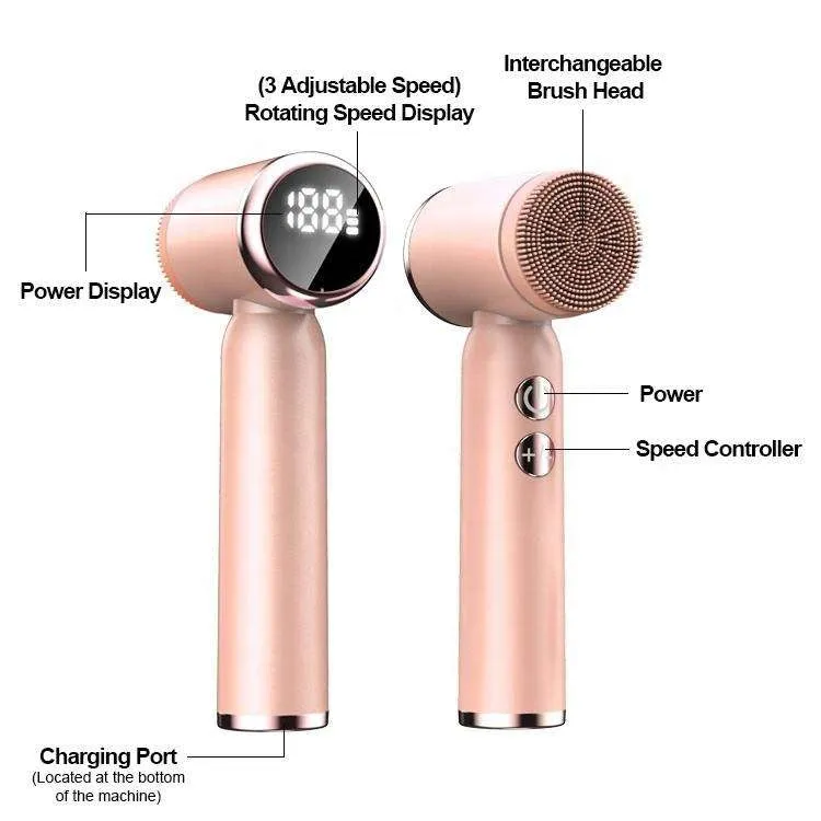 Rotating Waterproof Facial Cleansing Spin Roller Sonic Massager Cleaner Brush Silicone Electric Face Brush Cleanser