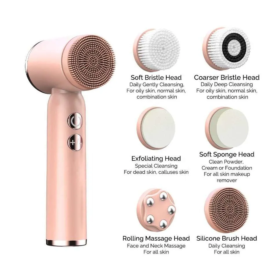 Rotating Waterproof Facial Cleansing Spin Roller Sonic Massager Cleaner Brush Silicone Electric Face Brush Cleanser