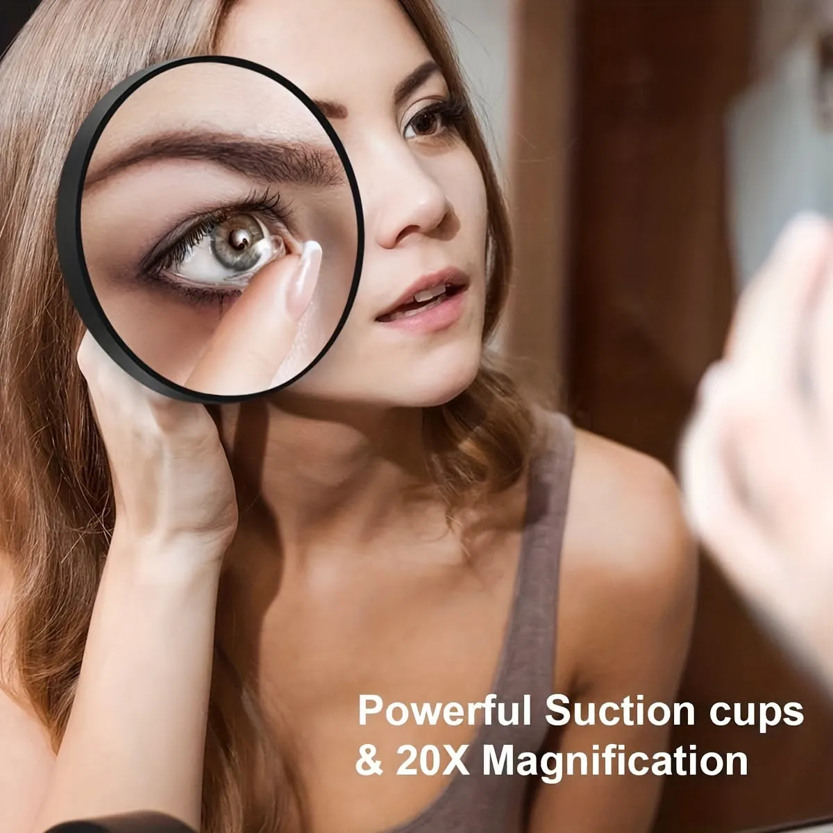 Round Magnifying Mirror with Suction Cups for Precision Grooming