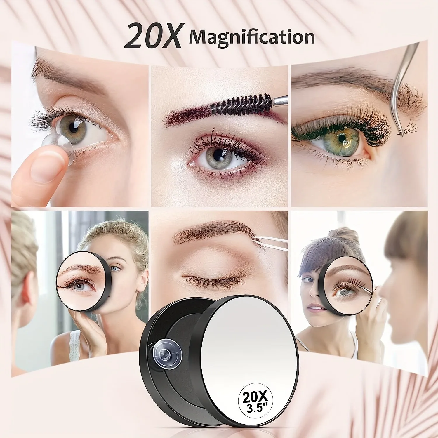 Round Magnifying Mirror with Suction Cups for Precision Grooming