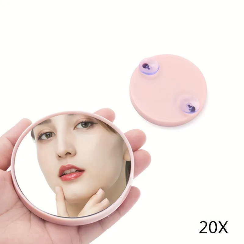 Round Magnifying Mirror with Suction Cups for Precision Grooming