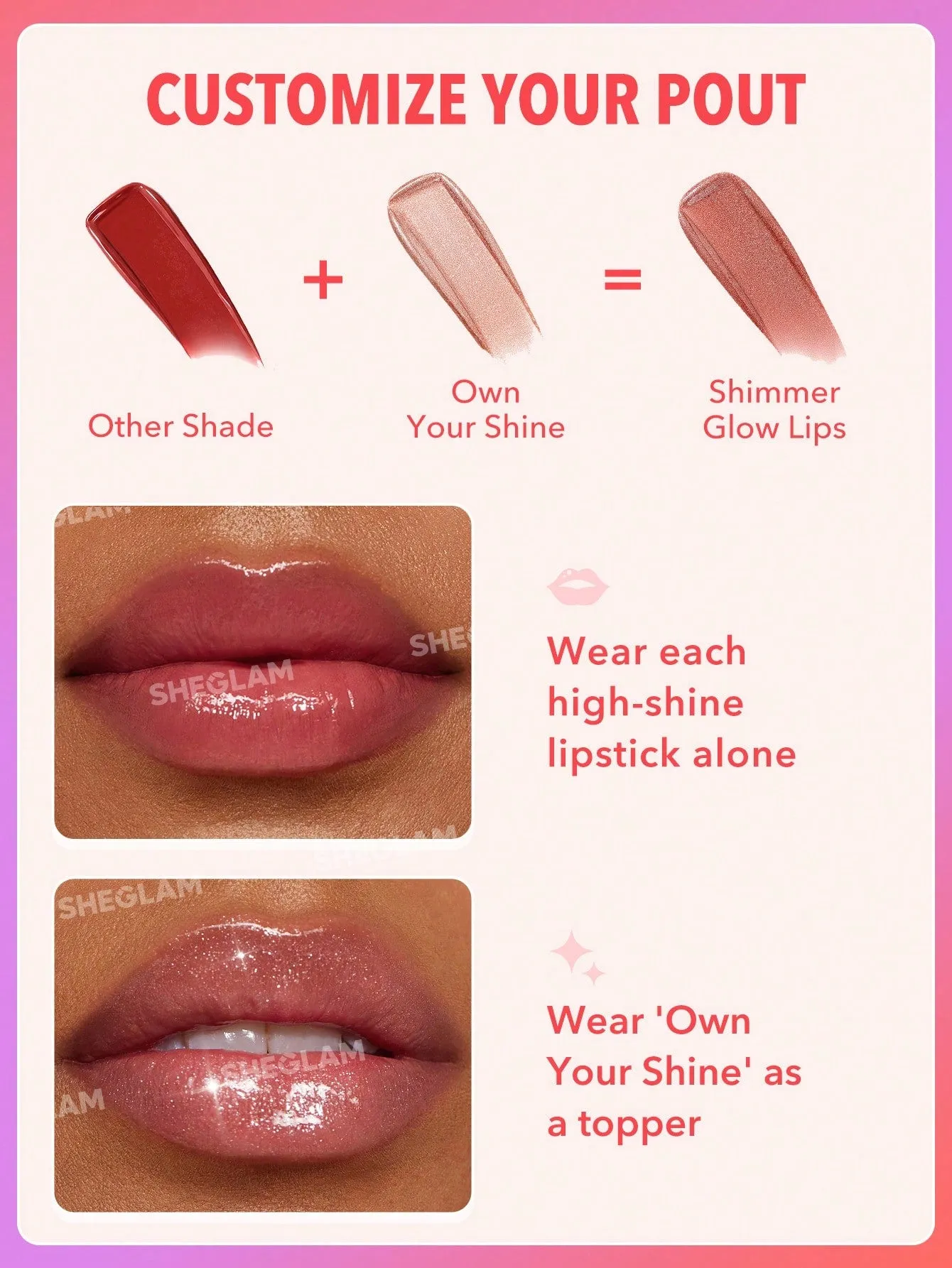 SHEGLAM Mirror Kiss High-Shine Lipstick-Own Your Shine
