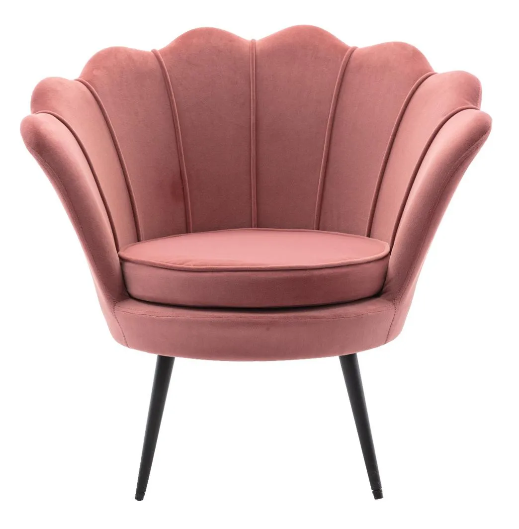 Velvet Shell Fabric Pink Armchair Lounge Chair Accent Armchairs Single Sofa