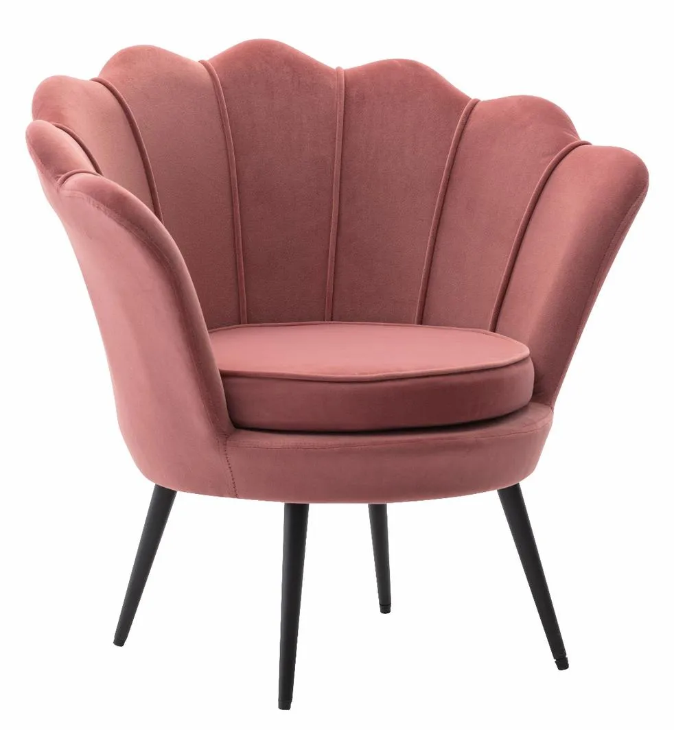 Velvet Shell Fabric Pink Armchair Lounge Chair Accent Armchairs Single Sofa