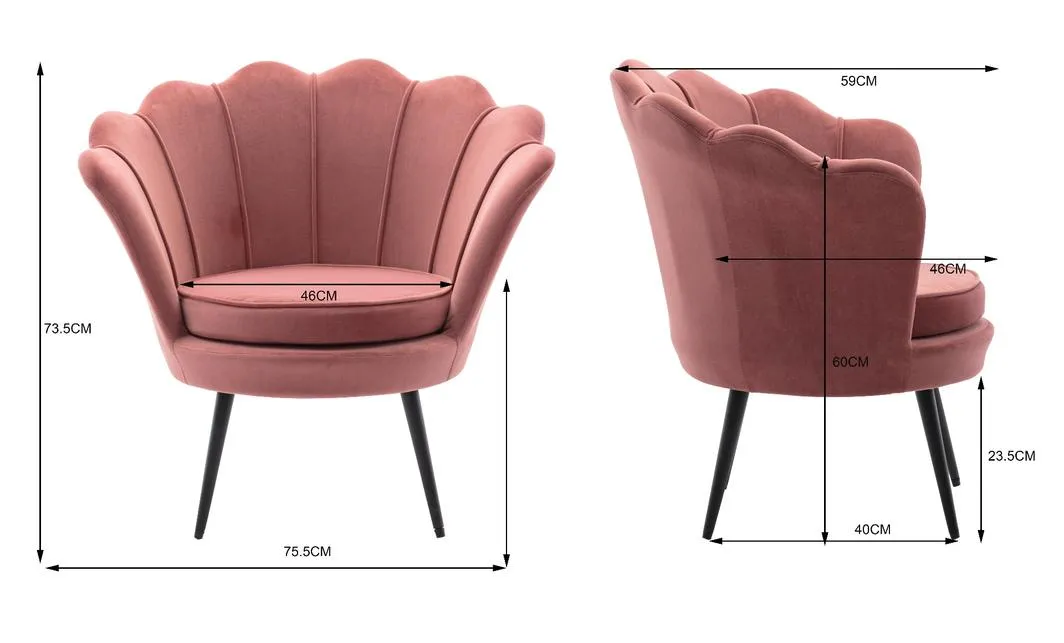Velvet Shell Fabric Pink Armchair Lounge Chair Accent Armchairs Single Sofa